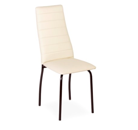 Обеденный стул Волна, прошивка горизонтально, каркас металл коричневый, экотекс крем в Магадане - изображение