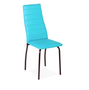 Обеденный стул Волна, прошивка горизонтально, каркас металл коричневый, экотекс лазурный в Магадане