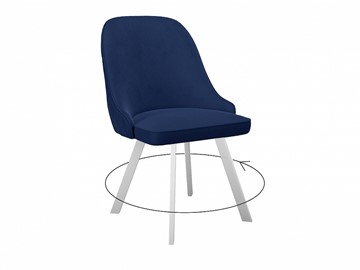 Кухонный стул 266 поворотный, микровелюр K17 синий, ножки белые в Магадане
