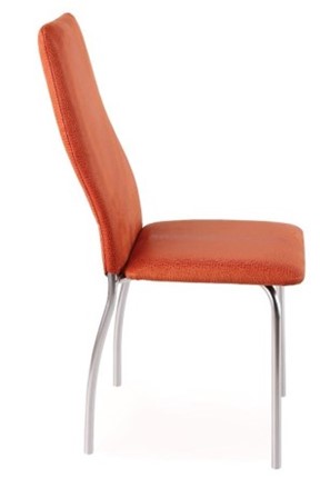 Обеденный стул Волна, каркас хром люкс, нубук -  оранжевый в Магадане - изображение