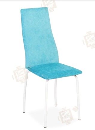 Обеденный стул Волна, каркас металл белый, инфинити бирюза в Магадане - изображение