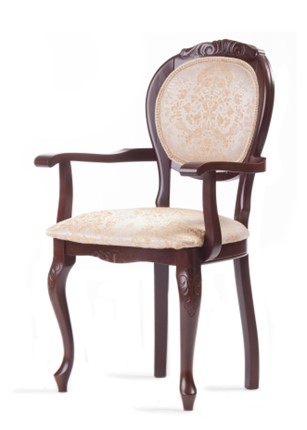 Обеденный стул Барокко с резьбой и подлокотниками (нестандартная покраска) в Магадане - изображение