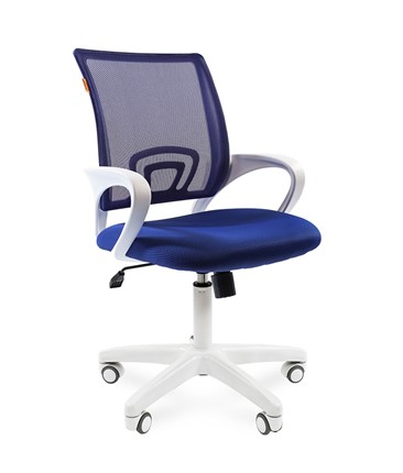 Кресло офисное CHAIRMAN 696 white, ткань, цвет синий в Магадане - изображение