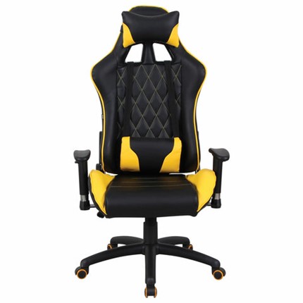 Кресло компьютерное Brabix GT Master GM-110 (две подушки, экокожа, черное/желтое) в Магадане - изображение