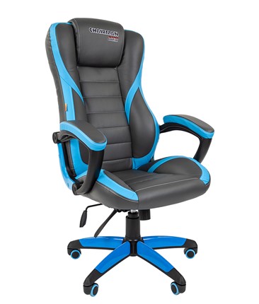 Офисное кресло CHAIRMAN GAME 22 эко кожа, серый/голубой в Магадане - изображение