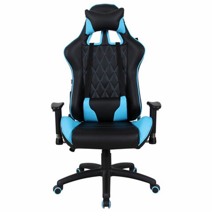 Кресло компьютерное Brabix GT Master GM-110 (две подушки, экокожа, черное/голубое) 531928 в Магадане - изображение