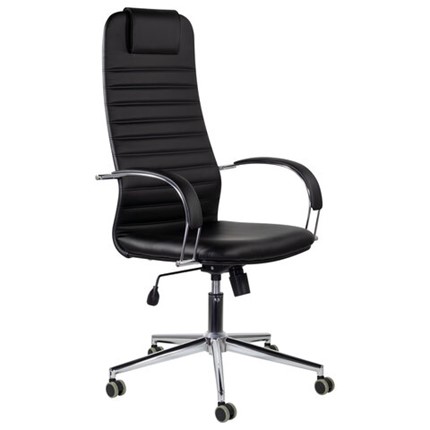 Кресло Brabix Premium Pilot EX-610 CH (хром, кожзам, черное) в Магадане - изображение