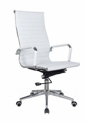 Офисное кресло В108 экокожа / хром, White ( белый) в Магадане - изображение