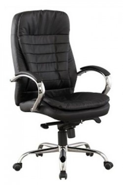 Кресло J 9031-1 нат. кожа /хром, черный в Магадане - изображение