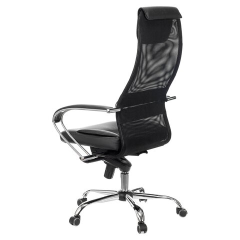 Кресло компьютерное Brabix Premium Stalker EX-609 PRO (хром, мультиблок, ткань-сетка/экокожа, черное) 532416 в Магадане - изображение 4