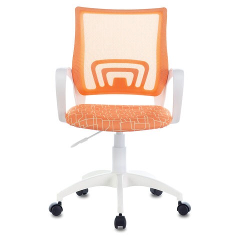 Компьютерное кресло Brabix Fly MG-396W (с подлокотниками, пластик белый, сетка, оранжевое с рисунком "Giraffe") в Магадане - изображение 2