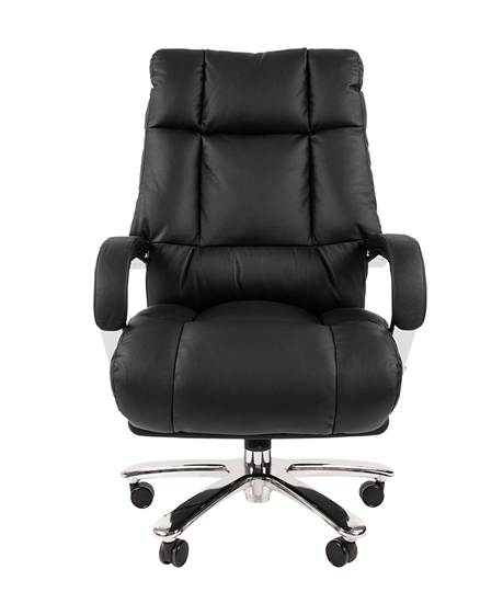 Кресло компьютерное CHAIRMAN 405 черное нат.кожа/экокожа в Магадане - изображение 1