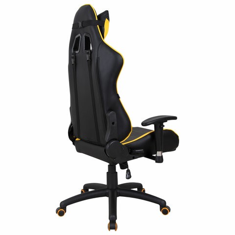 Кресло компьютерное Brabix GT Master GM-110 (две подушки, экокожа, черное/желтое) в Магадане - изображение 2