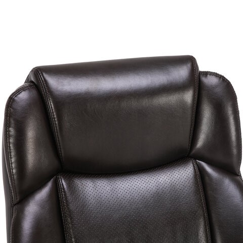 Офисное кресло Brabix Premium Favorite EX-577 (пружинный блок, рециклир. кожа, коричневое) 531936 в Магадане - изображение 5