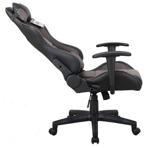 Компьютерное кресло Brabix GT Racer GM-100 (две подушки, ткань, экокожа, черное/коричневое) 531819 в Магадане - изображение 2