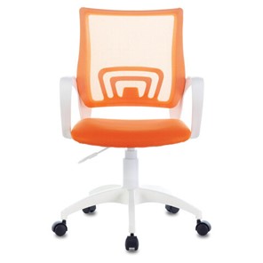 Кресло компьютерное Brabix Fly MG-396W (с подлокотниками, пластик белый, сетка, оранжевое) в Магадане - предосмотр 1