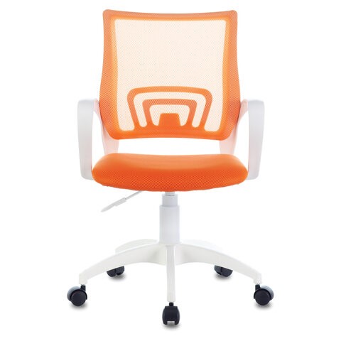Кресло компьютерное Brabix Fly MG-396W (с подлокотниками, пластик белый, сетка, оранжевое) в Магадане - изображение 1