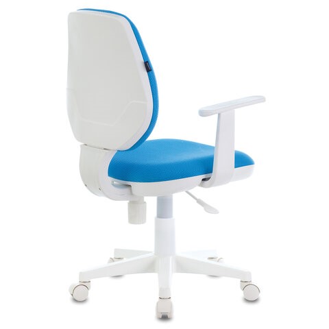 Кресло офисное Brabix Fancy MG-201W (с подлокотниками, пластик белый, голубое) в Магадане - изображение 3