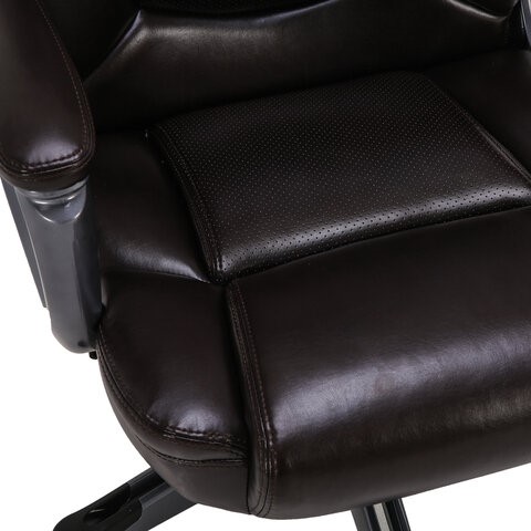 Офисное кресло Brabix Premium Favorite EX-577 (пружинный блок, рециклир. кожа, коричневое) 531936 в Магадане - изображение 7