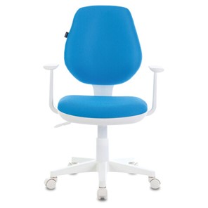 Кресло офисное Brabix Fancy MG-201W (с подлокотниками, пластик белый, голубое) в Магадане - предосмотр 1