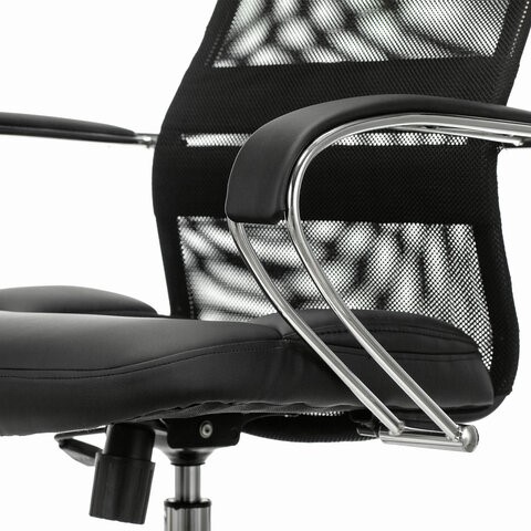 Компьютерное кресло Brabix Premium Stalker EX-608 CH (хром, ткань-сетка/кожзам, черное) 532091 в Магадане - изображение 3