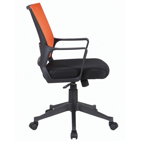 Кресло компьютерное Brabix Balance MG-320 (с подлокотниками, комбинированное черное/оранжевое) в Магадане - изображение 1