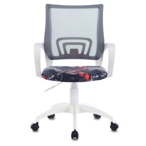 Компьютерное кресло Brabix Fly MG-396W (с подлокотниками, пластик белый, сетка, серое с рисунком "Graffity") 532404 в Магадане - предосмотр 3