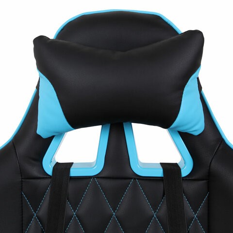 Кресло компьютерное Brabix GT Master GM-110 (две подушки, экокожа, черное/голубое) 531928 в Магадане - изображение 5