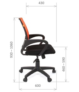 Кресло компьютерное CHAIRMAN 696 black Сетчатый акрил DW66 оранжевый в Магадане - предосмотр 2