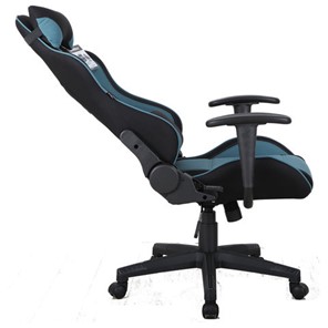 Кресло офисное Brabix GT Racer GM-100 (две подушки, ткань, черное/голубое) в Магадане - предосмотр 3