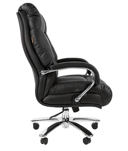 Кресло компьютерное CHAIRMAN 405 черное нат.кожа/экокожа в Магадане - предосмотр 2