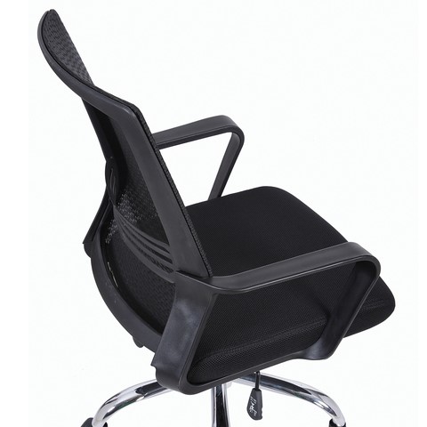 Кресло компьютерное Brabix Daily MG-317 (с подлокотниками, хром, черное) 531833 в Магадане - изображение 7