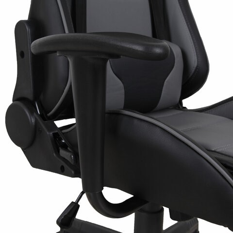 Кресло офисное Brabix GT Racer GM-100 (две подушки, экокожа, черное/серое) 531926 в Магадане - изображение 9