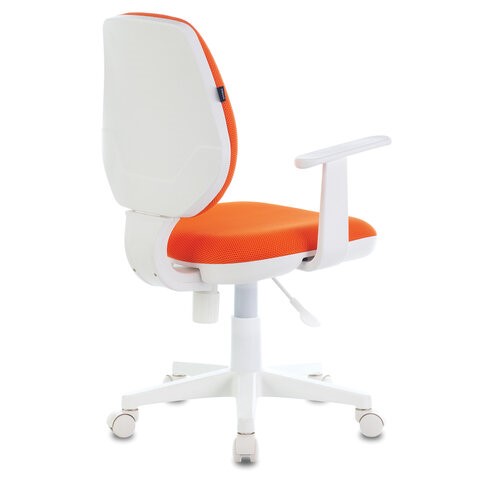 Компьютерное кресло Brabix Fancy MG-201W (с подлокотниками, пластик белый, оранжевое) в Магадане - изображение 2