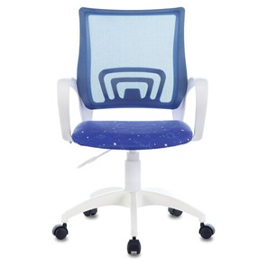 Компьютерное кресло Brabix Fly MG-396W (с подлокотниками, пластик белый, сетка, темно-синее с рисунком "Space") 532405 в Магадане - предосмотр 2