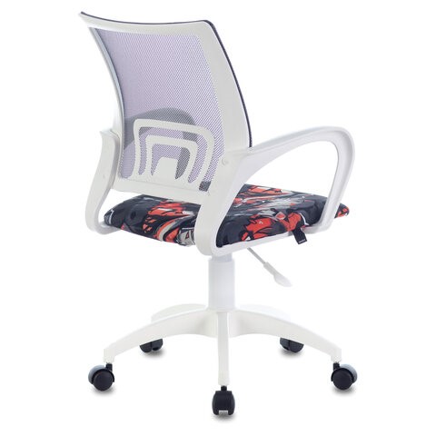 Компьютерное кресло Brabix Fly MG-396W (с подлокотниками, пластик белый, сетка, серое с рисунком "Graffity") 532404 в Магадане - изображение 2