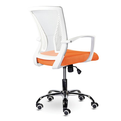 Кресло компьютерное Brabix Wings MG-306 (пластик белый, хром, сетка, серое/оранжевое) в Магадане - изображение 2