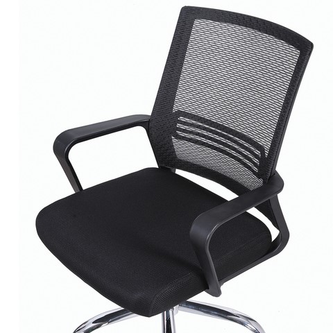 Кресло компьютерное Brabix Daily MG-317 (с подлокотниками, хром, черное) 531833 в Магадане - изображение 5