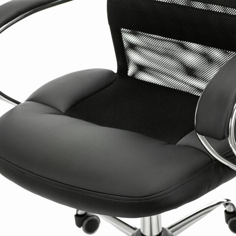 Компьютерное кресло Brabix Premium Stalker EX-608 CH (хром, ткань-сетка/кожзам, черное) 532091 в Магадане - изображение 5