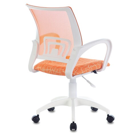 Компьютерное кресло Brabix Fly MG-396W (с подлокотниками, пластик белый, сетка, оранжевое с рисунком "Giraffe") в Магадане - изображение 1