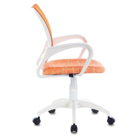 Компьютерное кресло Brabix Fly MG-396W (с подлокотниками, пластик белый, сетка, оранжевое с рисунком "Giraffe") в Магадане - изображение 3