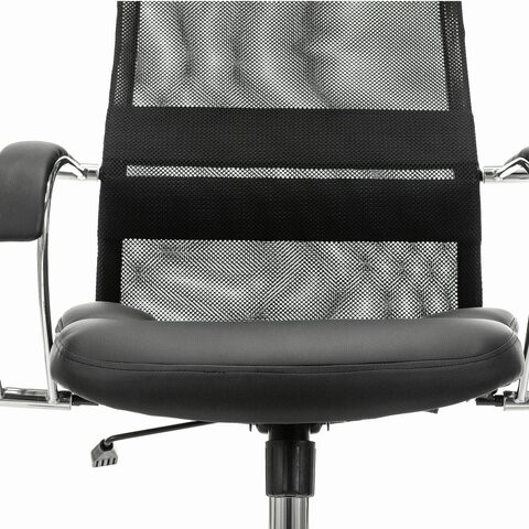 Компьютерное кресло Brabix Premium Stalker EX-608 CH (хром, ткань-сетка/кожзам, черное) 532091 в Магадане - изображение 7