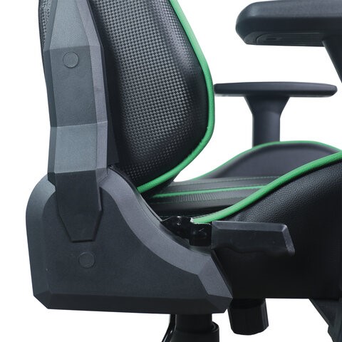 Кресло Brabix GT Carbon GM-120 (две подушки, экокожа, черное/зеленое) в Магадане - изображение 11