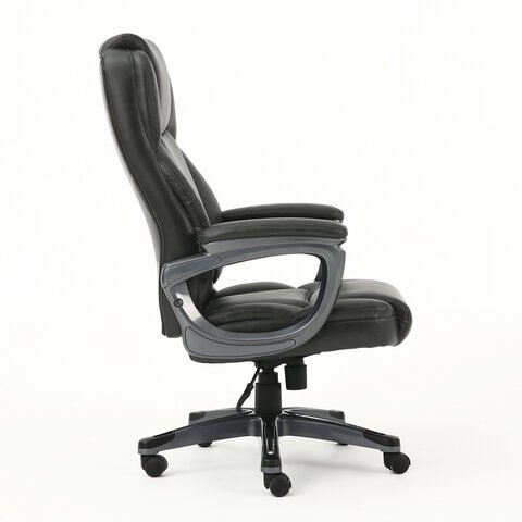 Кресло компьютерное Brabix Premium Favorite EX-577 (пружинный блок, рециклированная кожа, серое) 531935 в Магадане - изображение 1