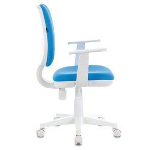 Кресло офисное Brabix Fancy MG-201W (с подлокотниками, пластик белый, голубое) в Магадане - предосмотр 2