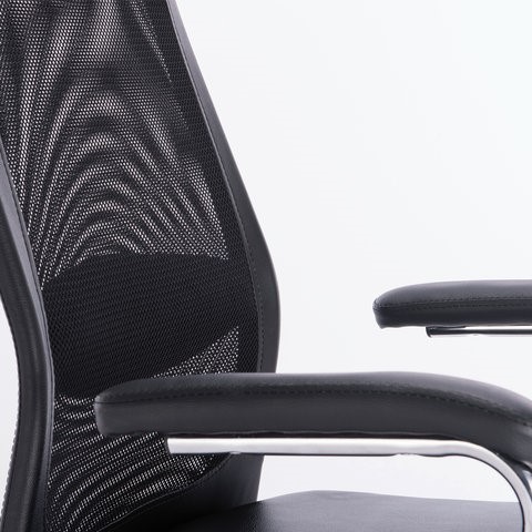 Офисное кресло Brabix Flight EX-540 (хром, экокожа, сетка, черное) 531850 в Магадане - изображение 8