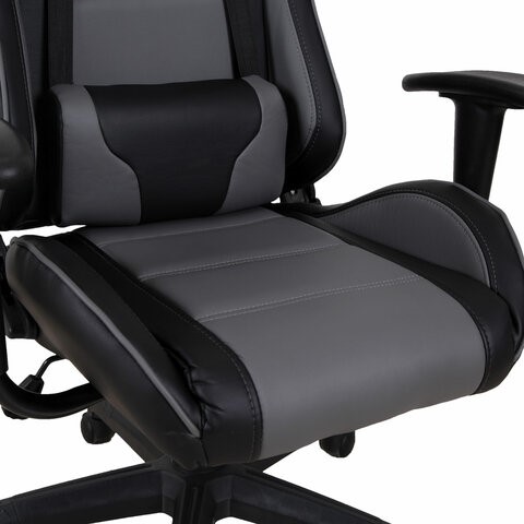 Кресло офисное Brabix GT Racer GM-100 (две подушки, экокожа, черное/серое) 531926 в Магадане - изображение 8