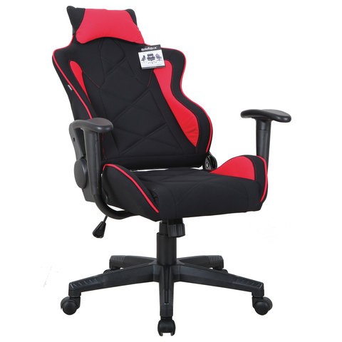Офисное кресло Brabix GT Racer GM-100 (подушка, ткань, черное/красное) 531820 в Магадане - изображение 1