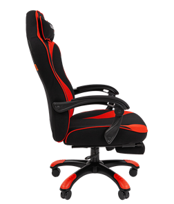 Игровое кресло CHAIRMAN GAME 35 с выдвижной подставкой для ног Ткань  черная / Ткань красная в Магадане - предосмотр 2