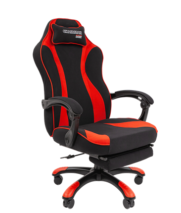 Игровое кресло CHAIRMAN GAME 35 с выдвижной подставкой для ног Ткань  черная / Ткань красная в Магадане - изображение
